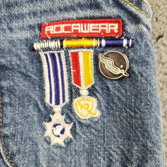 Vintage Y2K Roca Baby Rocawear Denim Jeans Boys Size 4T Skate Grunge Embroidered - Picture 9 of 14